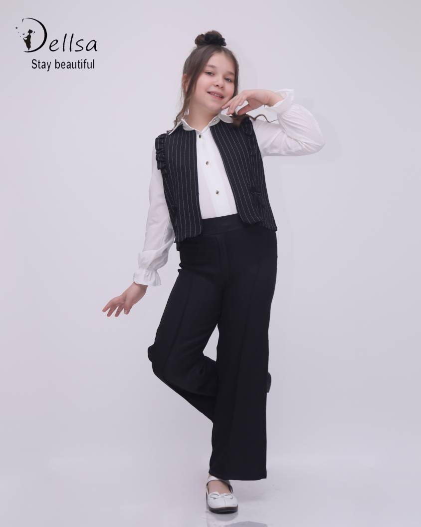  ست دخترانه مشکی جلیقه و شلوار 