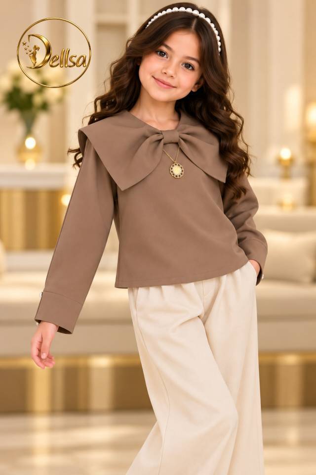  شومیز دخترانه یقه پاپیون 