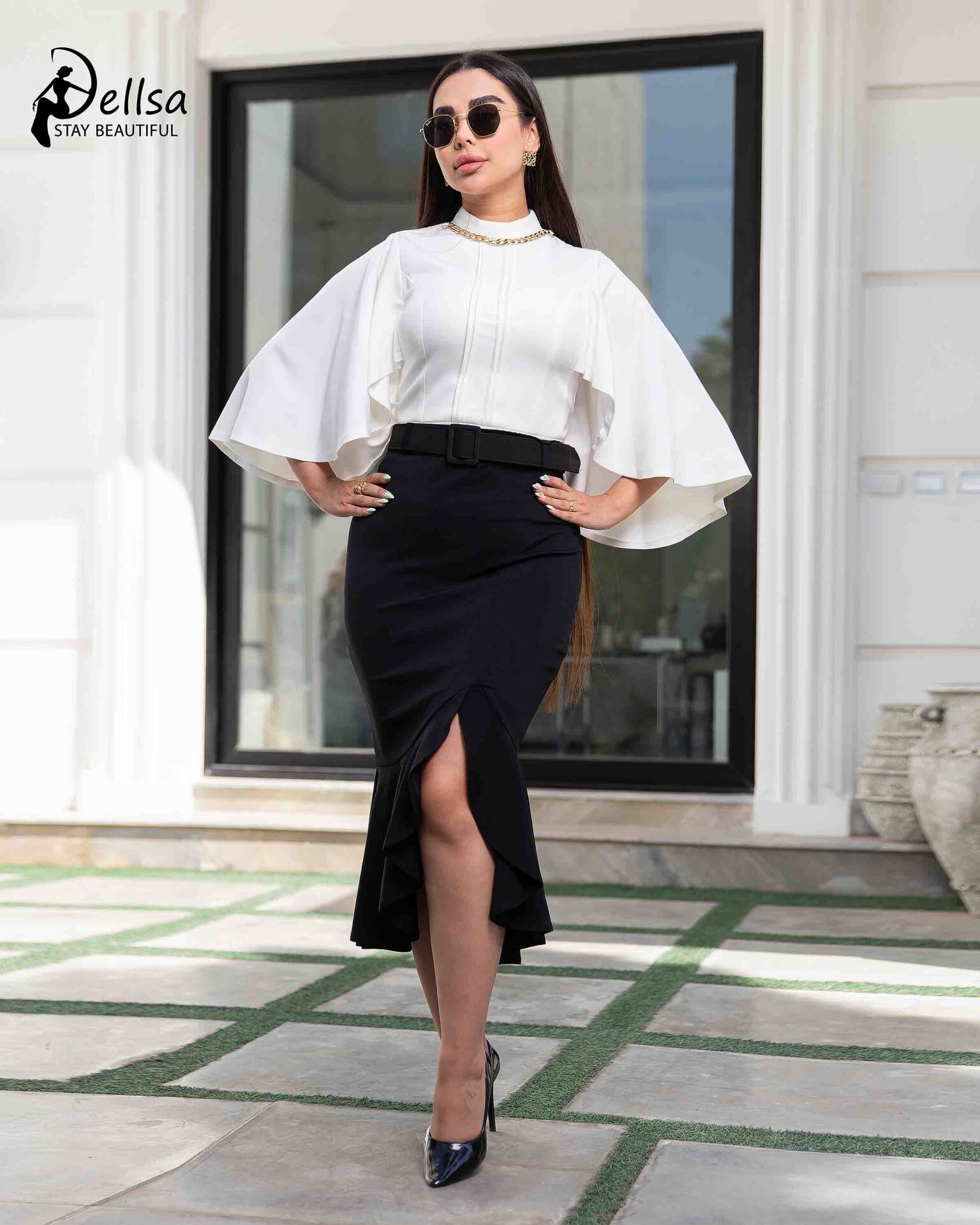  شومیز مجلسی آستین کلوش 