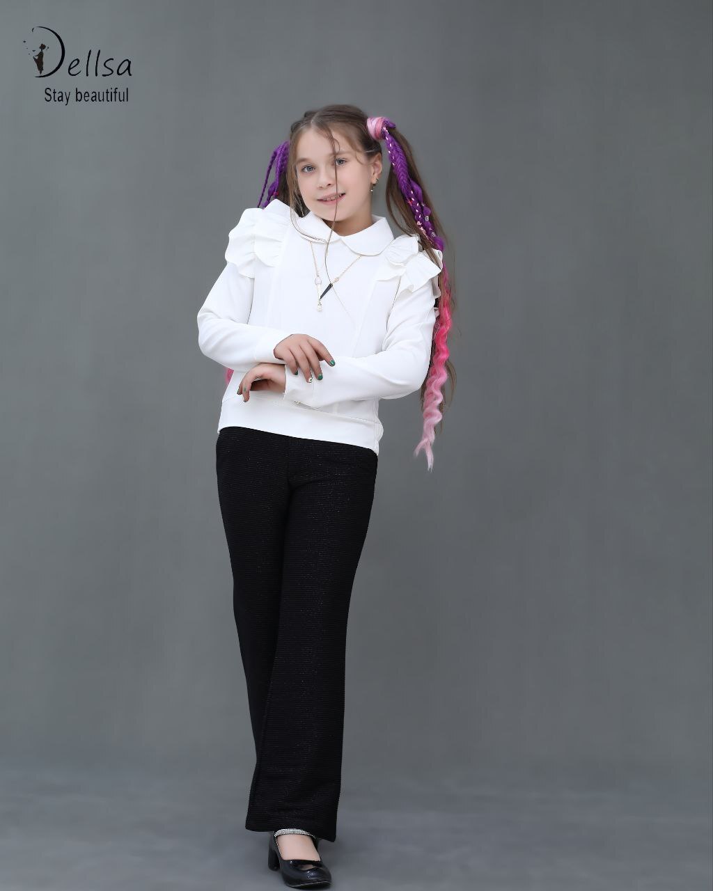  شومیز بچگانه چین دار 